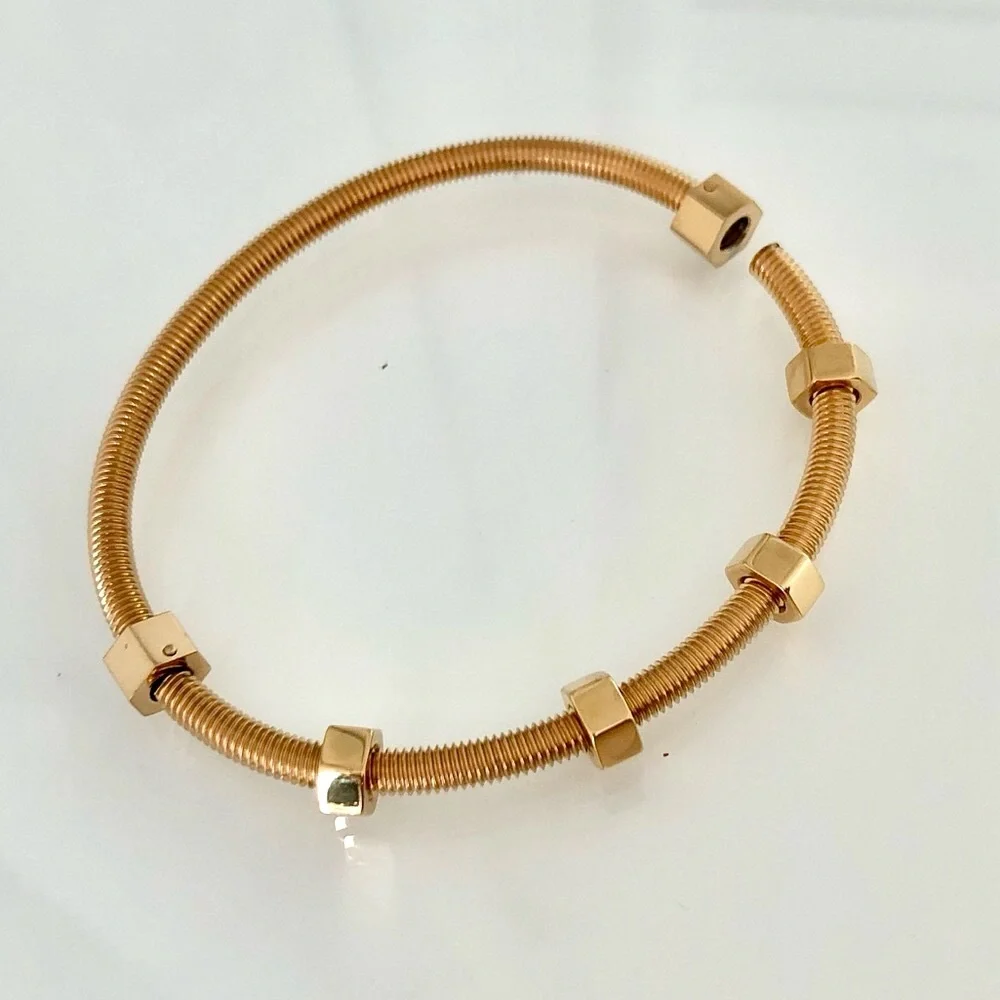 Gold Nuts and Bolts Bracelet